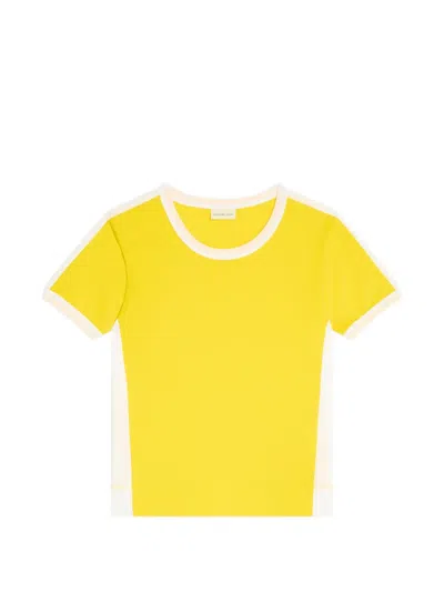 Dries Van Noten Crew-neck Panelled T-shirt In Yellow