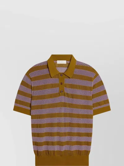Dries Van Noten Crewneck Striped Short Sleeve Sweater In Green