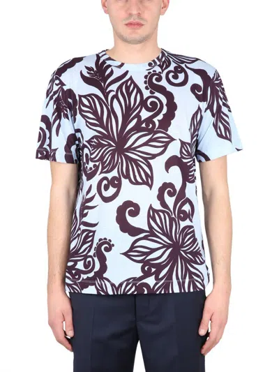Dries Van Noten Man T-shirt Sky Blue Size Xl Cotton In Azure