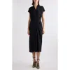Dries Van Noten Crinkle Texture Faux Wrap Midi Dress In Black