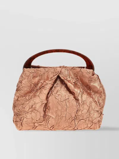 Dries Van Noten Crinkled Design Top Handle Adjustable Strap In Pink
