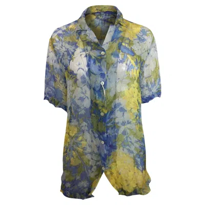 Dries Van Noten Crinkled Floral Print Shirt In Multicolor Polyester