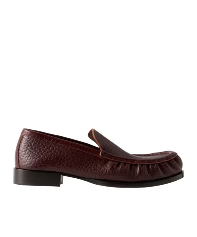 Dries Van Noten Crinkled Leather Loafers In Brown