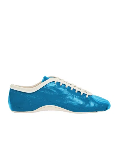 Dries Van Noten Crinkled Leather Sneakers In Blue