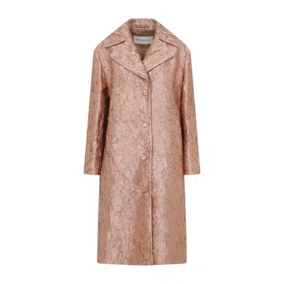 Dries Van Noten Crinkle Effect Single Breasted Coat In Brown