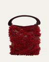 Dries Van Noten Crisp Bleeding Beaded Top-handle Bag In Red