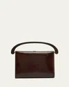 Dries Van Noten Medium Leather Top Handle Bag In Burgundy