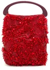 Dries Van Noten Crisp Bleeding Beaded Top-handle Bag In Red