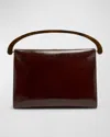 Dries Van Noten Crisp Frame Leather Top-handle Bag In Dark Brown