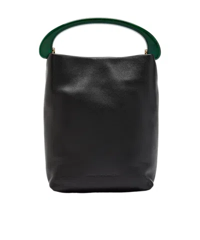 Dries Van Noten Crisp Leather Top Handle Bag In Black