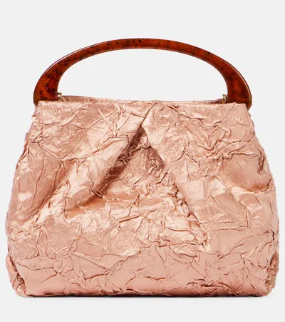 Dries Van Noten Crisp Mini Crushed Plissé Tote Bag In Pink