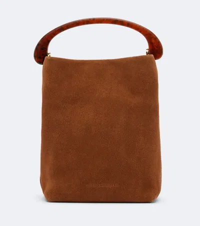 Dries Van Noten Crisp Mini Suede Top-handle Bag In Brown