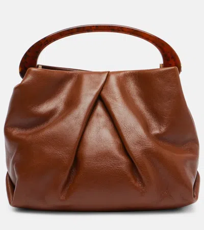 Dries Van Noten Crisp Small Leather Tote Bag In Brown