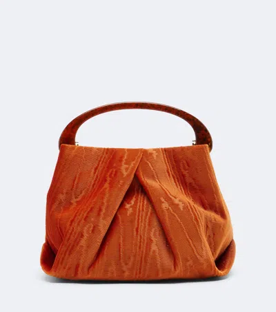Dries Van Noten Crisp Small Velvet Top-handle Bag In Orange