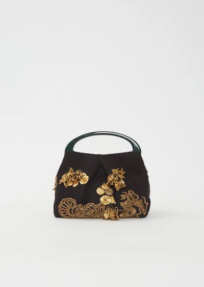 Dries Van Noten Crispino Embroidered Bag In Black 900