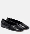 Dries Van Noten Croc-effect Leather Ballet Flats In Black