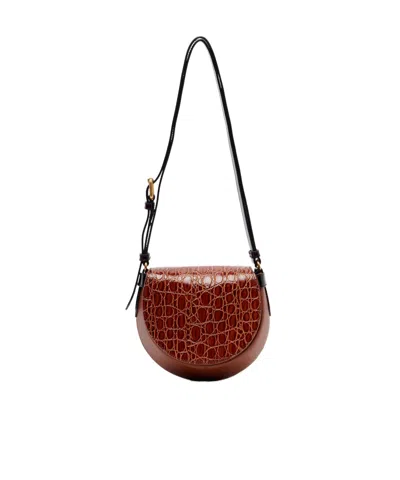 Dries Van Noten Croc-effect Leather Crossbody Bag In Pink