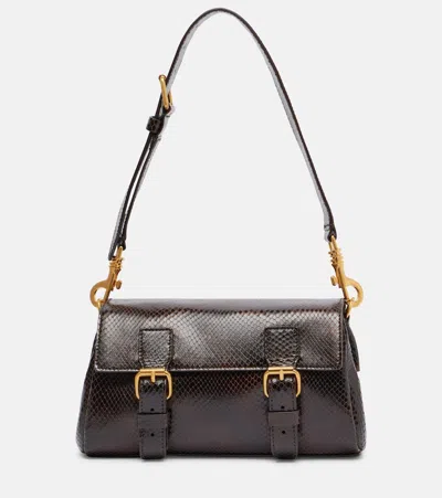 Dries Van Noten Croc-effect Leather Shoulder Bag In Brown
