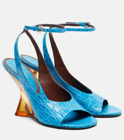 Dries Van Noten Leather Sandals Peep Toe Ankle Strap Heel In Multi