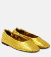 Dries Van Noten Croc-effect Metallic Leather Ballet Flats In Gold