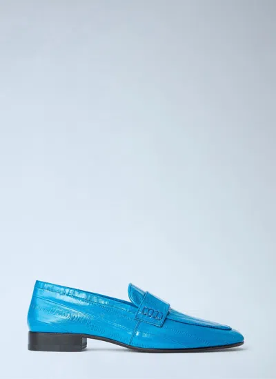 Dries Van Noten Croc-embossed Leather Loafers In Blue