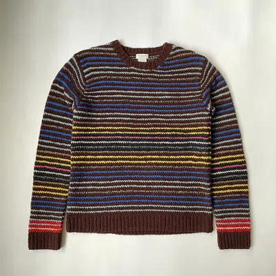Pre-owned Dries Van Noten Crochet Knit Stripe Sweater In Multicolor