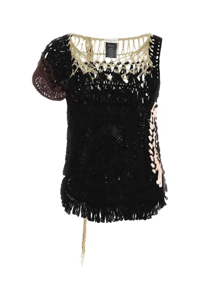 Dries Van Noten Crochet Knit Top In Black