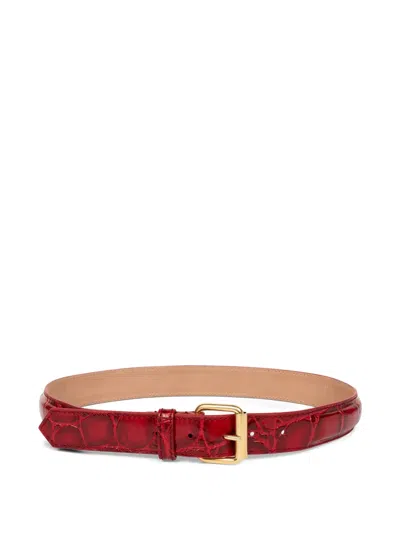 Dries Van Noten Crocodile-effect Buckle Belt In Red