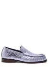 Dries Van Noten Crocodile-effect Metallic Leather Loafers In Lilac
