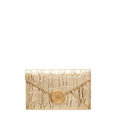 Dries Van Noten Crocodile-patterned Leather Wallet In Gold