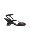 Dries Van Noten Snake-effect 75 Leather Wedge Sandals In Brown