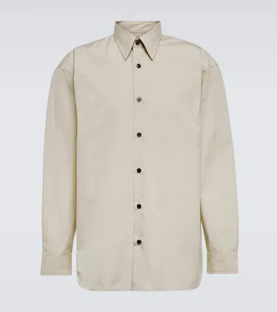 Dries Van Noten Croom Cotton Poplin Oxford Shirt In Cement