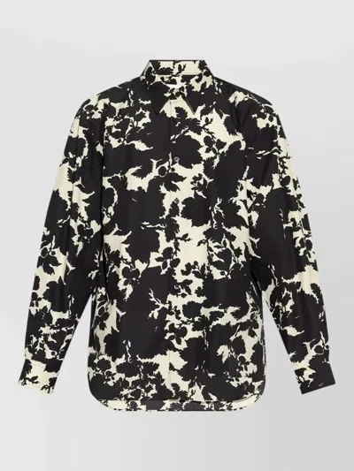Dries Van Noten Croom Cotton Shirt Long Sleeves Floral In Black