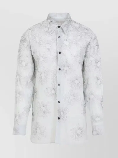 DRIES VAN NOTEN CROOM EMB FLORAL PATTERN SHIRT