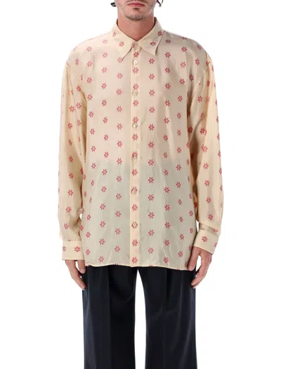 Dries Van Noten Croom Floral Cupro Shirt With Relaxed Fit In Animal Print