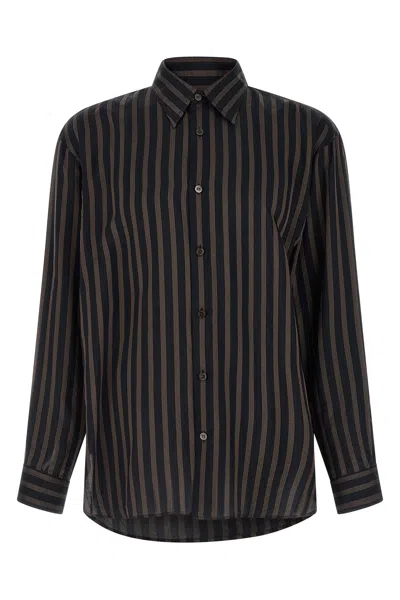 Dries Van Noten Croom Shirt Vertical Stripes Buttoned Cuffs In Black
