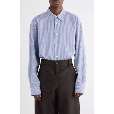 Dries Van Noten Croom Stripe Button-up Shirt In Blue