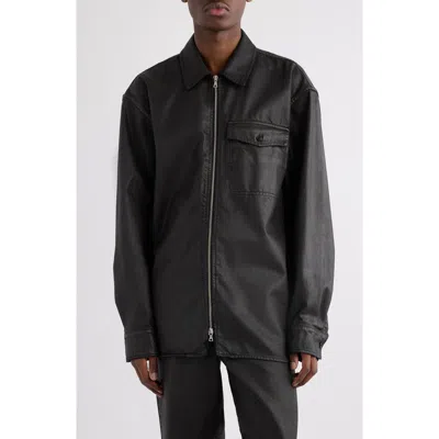 Dries Van Noten Croomson Coated Denim Jacket In Black