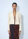 Dries Van Noten Crop Single-breasted Blazer In Cream