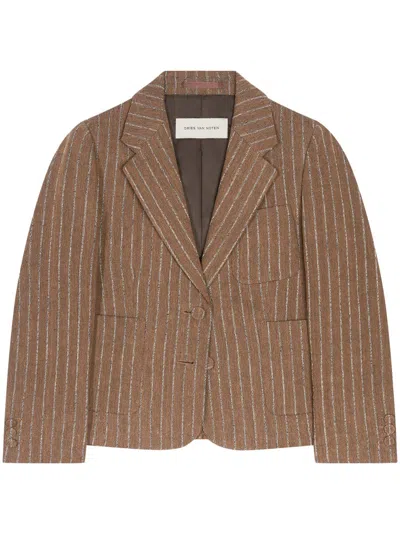 Dries Van Noten Cropped Blazer In Brown