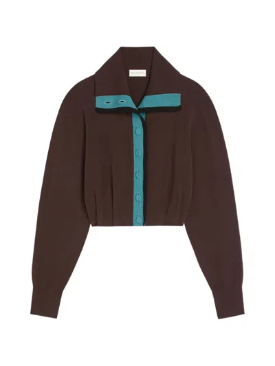 Dries Van Noten Cropped Cashmere Cardigan In 브라운