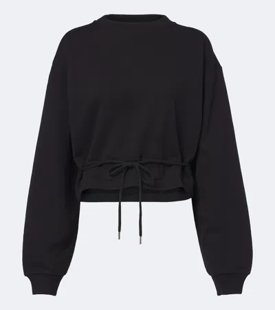 Dries Van Noten Cropped Cotton Jersey Sweatshirt In Black
