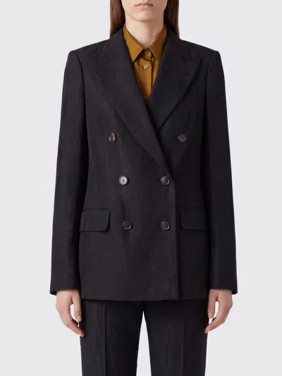 Dries Van Noten Cropped Double-breasted Viscose Blazer With Peak Lapels In Black