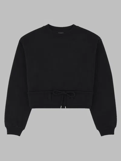 Dries Van Noten Cropped Drawstring Cotton Sweatshirt In Black