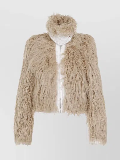 Dries Van Noten Vangel Furry Jacket In Beige