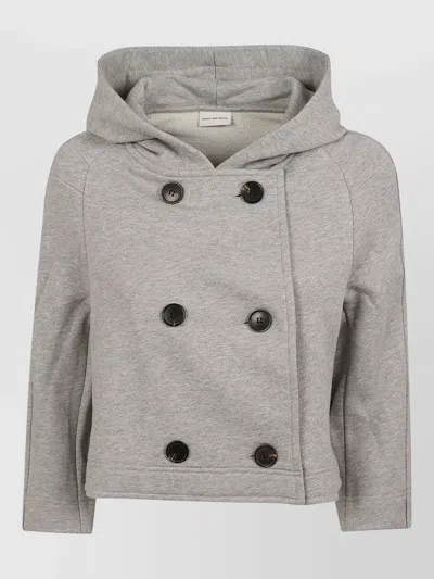 Dries Van Noten Cropped Hooded Hybrid A Line Jacket In Gray