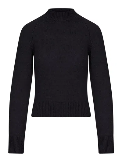 Dries Van Noten Cropped Mohair Sweater With High Neck In Black