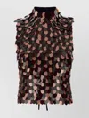 Dries Van Noten Cropped Sleeveless High Neck Sequin Top In Brown