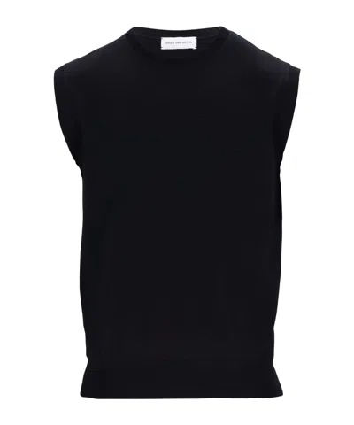 Dries Van Noten Cropped Sleeveless Sweater In Black