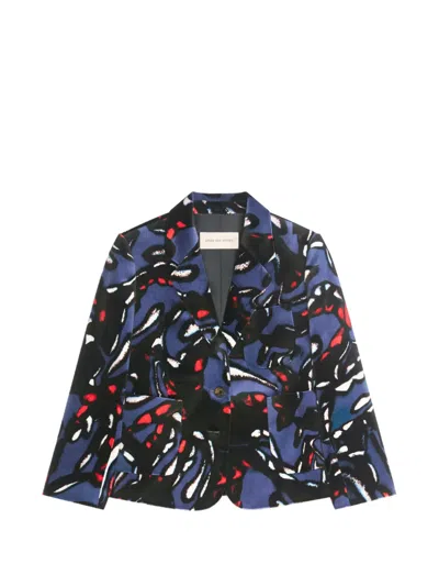 Dries Van Noten Cropped Velvet Blazer In Multi